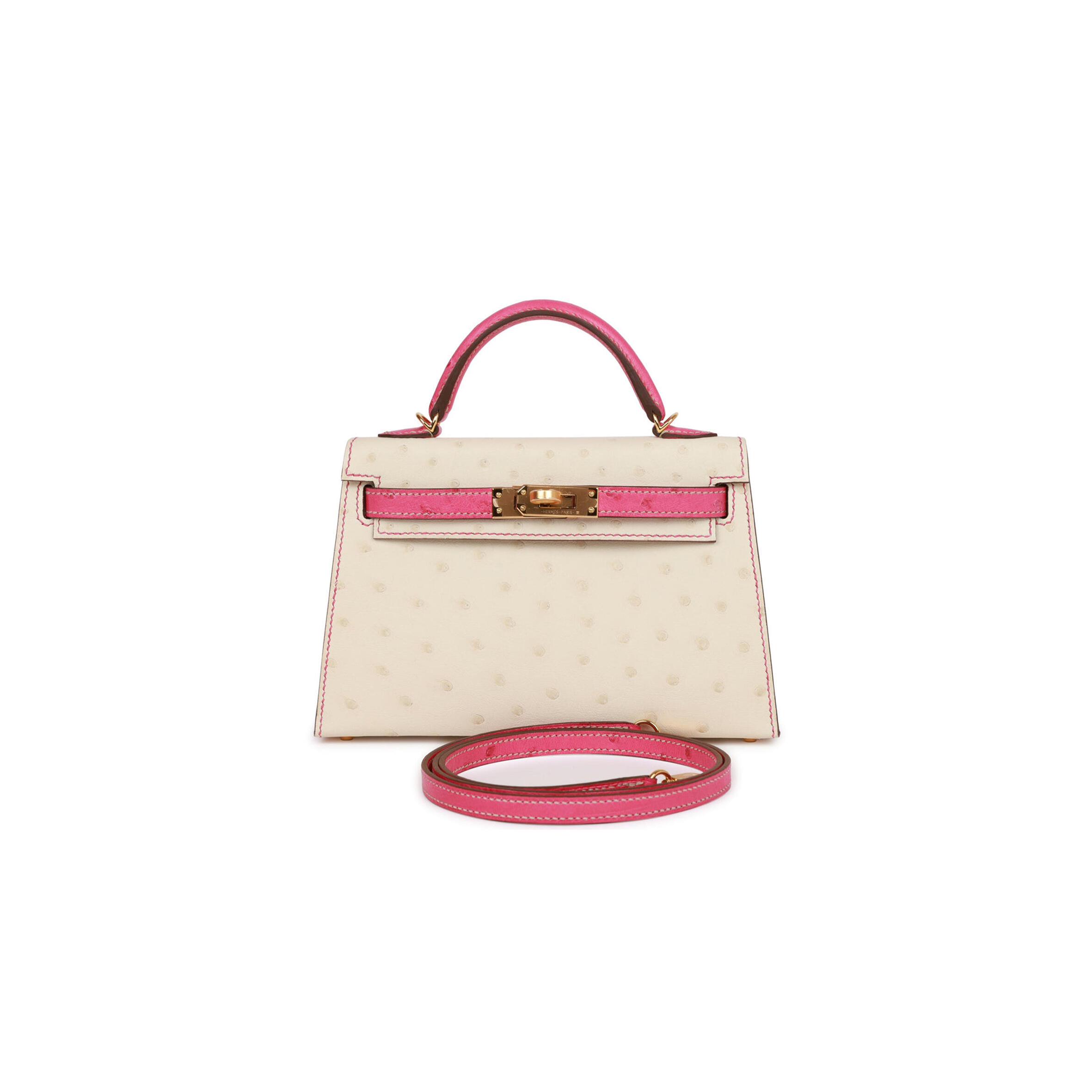 H**me5 master mini kelly sellier ostrich gold hardware (19*12*5.5cm)
